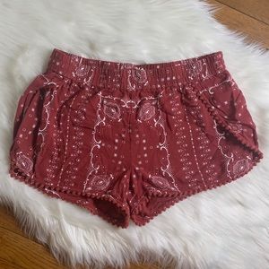 Madewell Maroon Patterned Beach Shorts